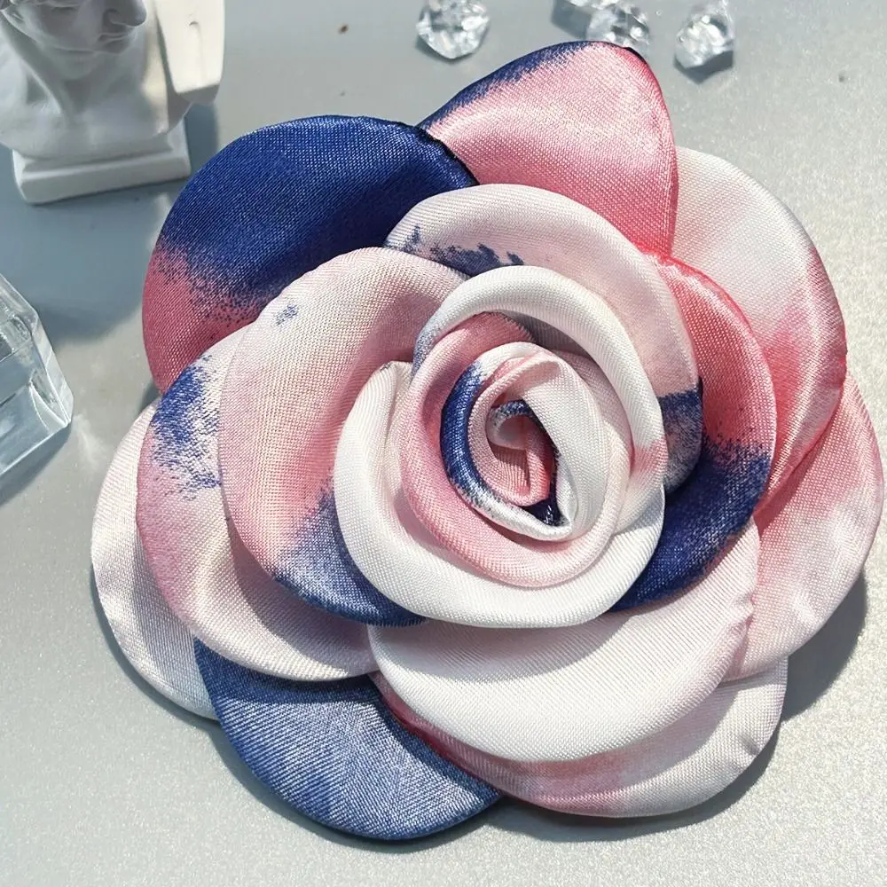 Fashion 10cm Brooch Camellia Tie Dye Badge French Cloth Decorative Pins