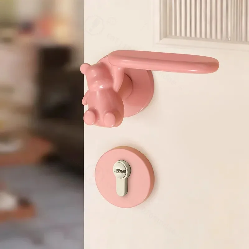 Creative Bear  Room Indoor Door Lock  Fun Bedroom Zinc Alloy Universal Magnetic Silent Room Door Lock