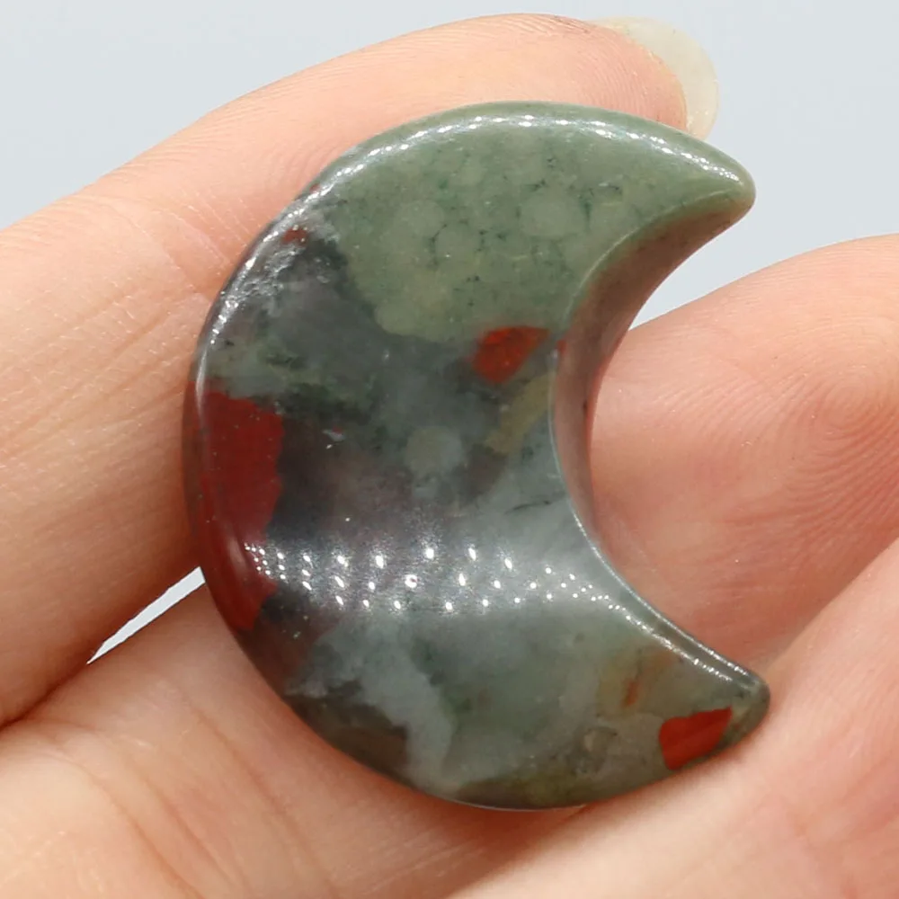 5 قطعة حبات الحجر الطبيعي شكل القمر الأخضر افينتورين روز كوارتز لصنع المجوهرات الشفاء الروحي ديكورات المنزل الهدايا