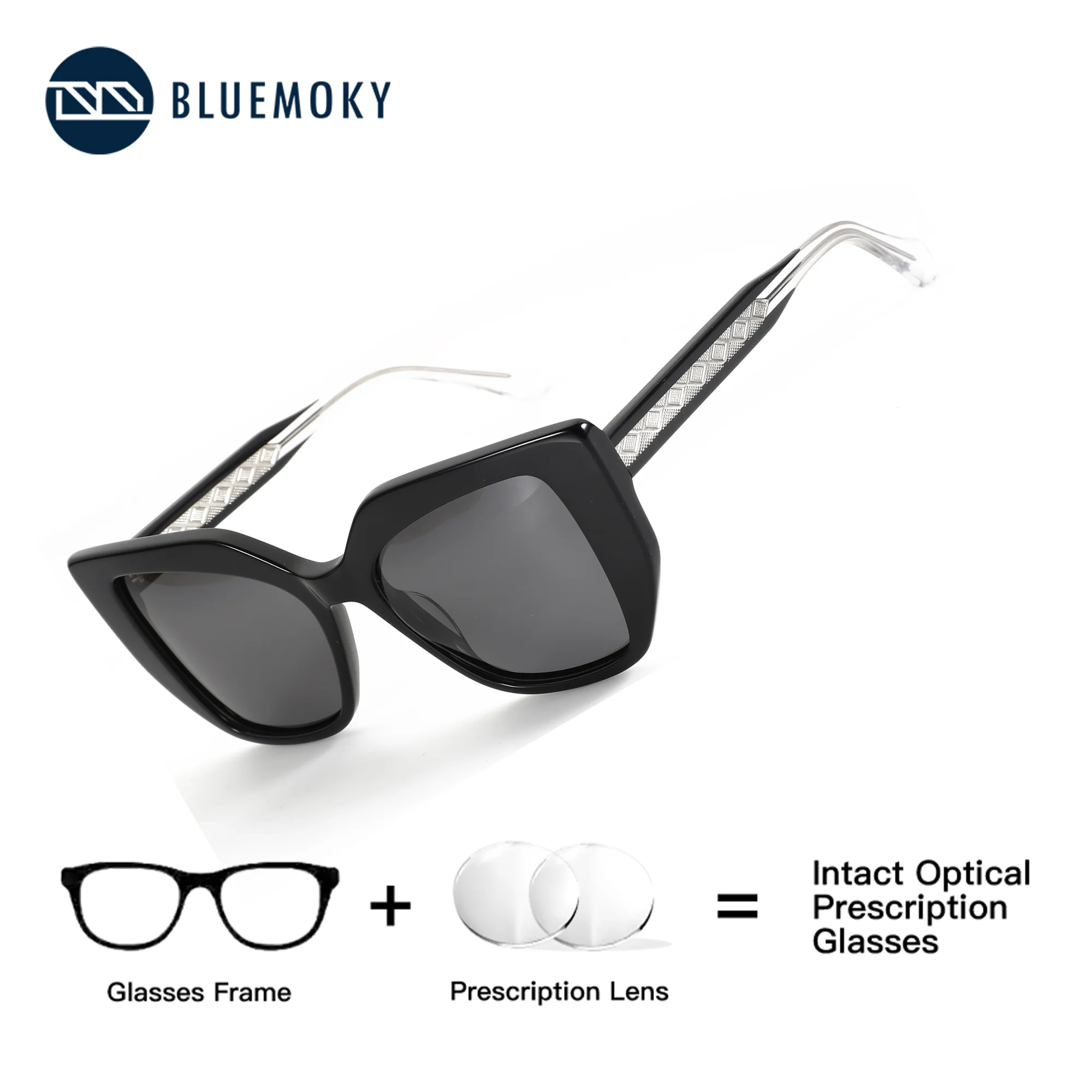 

BLUEMOKY Acetate Butterfly Prescription Sunglasses Women Polarized UV400 Sunscreen Goggles Myopia Medical Optical Sun Glasses