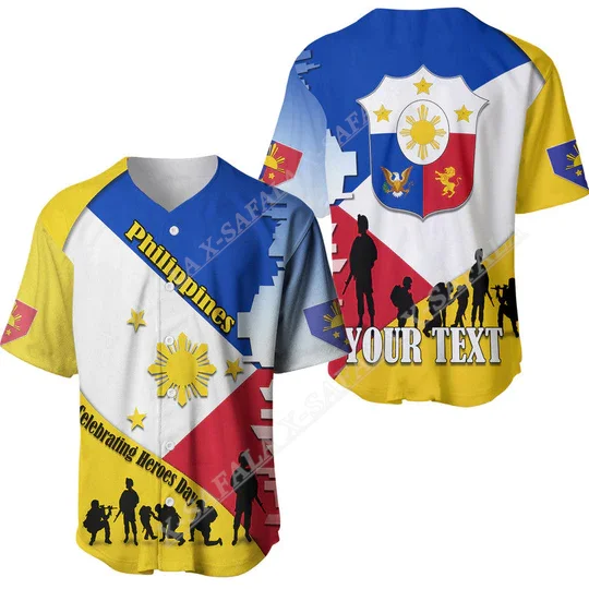 Proud Philippines Independence Day Flag With Eagle 3D Print Mesh Baseball Jersey Shirt Top Tee Men Streetwear Short Sleeve Sport