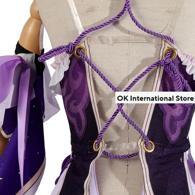 Honkai:Star Rail Fu Xuan Cosplay Traje, Estilo antigo Hanfu Game Suit, lindo vestido roxo, uniforme Halloween Party Outfit