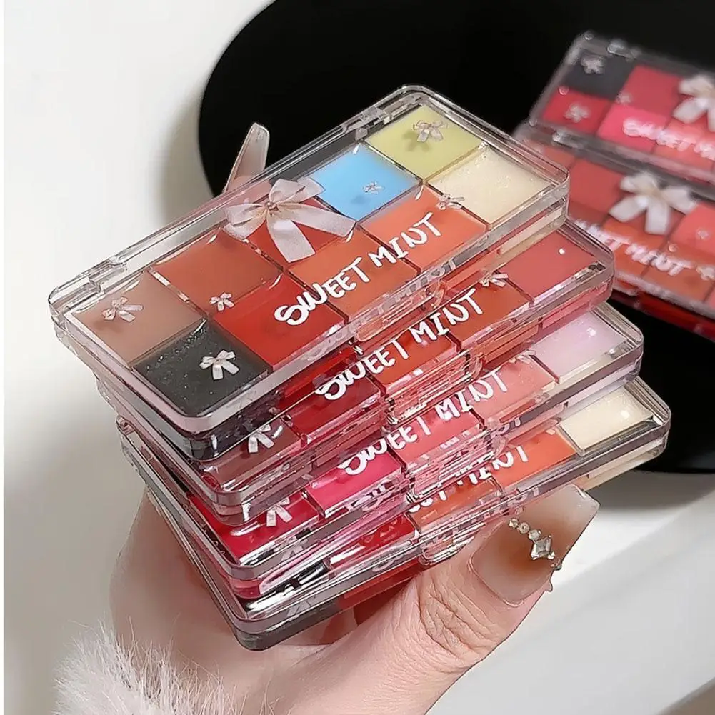 10-kolorowa paleta błyszczyków w galarecie śliczna DIY nawilżająca paleta szminek długotrwała galaretka kryształowa odcień ust dziewczyny nagie kosmetyki