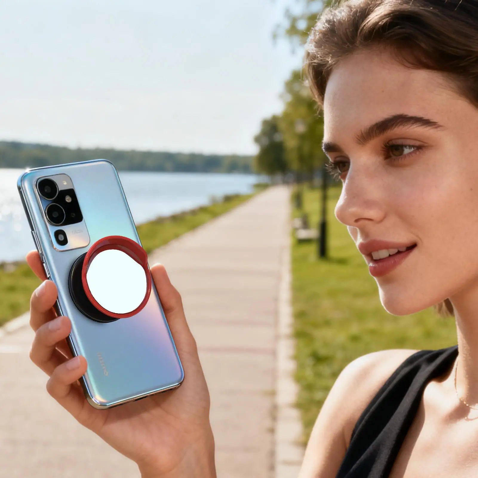 Convex Mirror for Phone, Portable Convex Wide Angle Mirror Cellphone Magnetic Stand for Selfie Vlogging Streaming Travel Daily - view 4