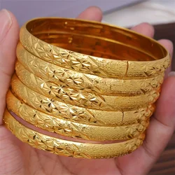 Gold Color Bangle Bracelet for Women Open Adjustable Copper Cuff Bracelets 2024 Trend Couple Jewelry Gifts