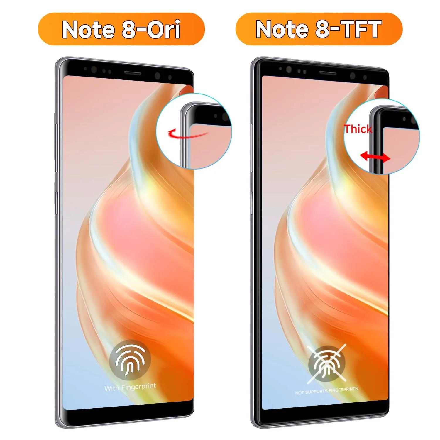 TFT Note 8 For Samsung Galaxy N950 N950F N9500 LCD Display Touch Screen Digitizer Assembly Replacement Parts with Frame