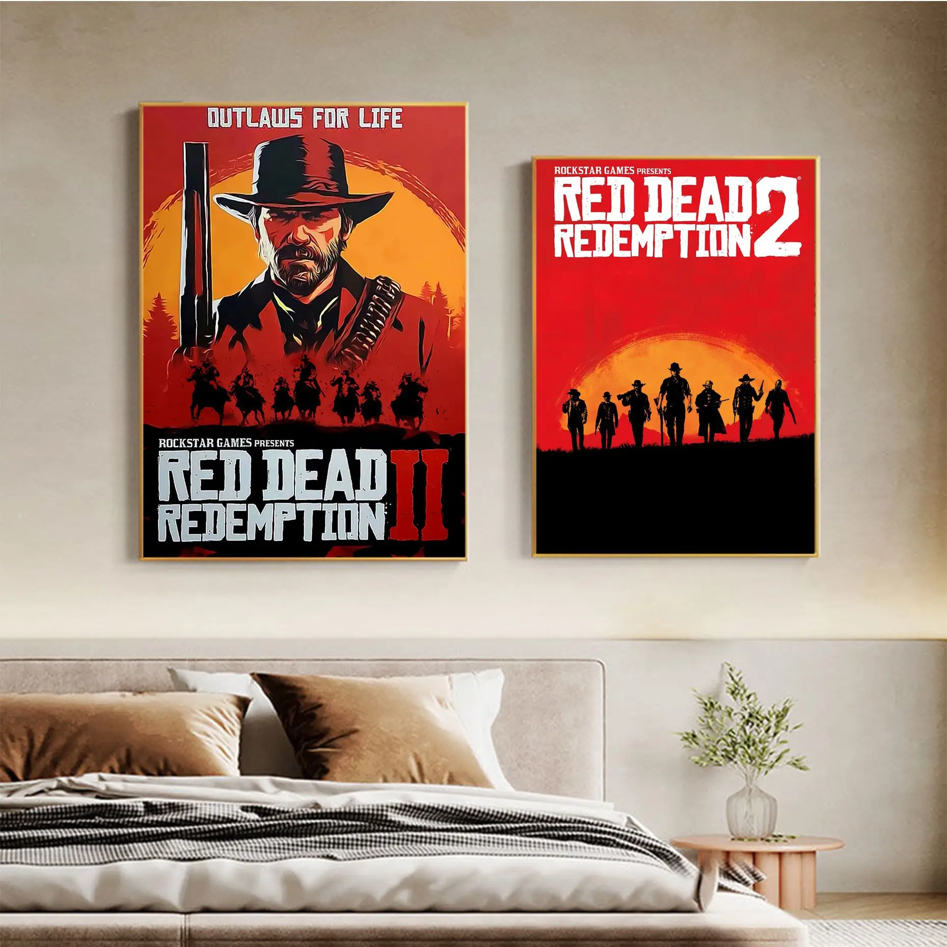 Red Dead Redemption 2 DIY Sticky Poster Adesivo de papel impermeável Coffee House Bar Nordic Home Decor