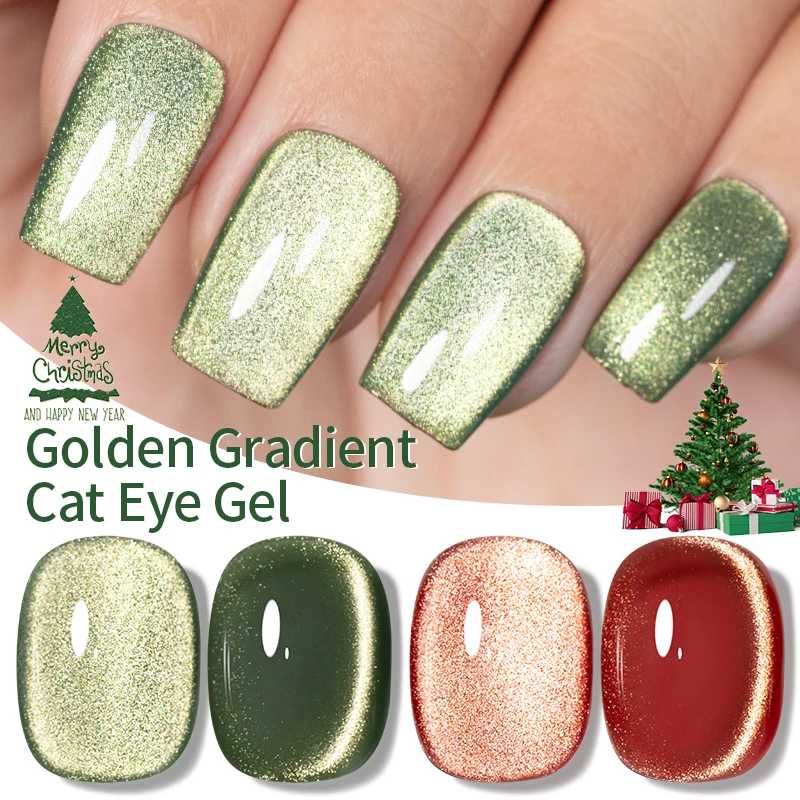 

AWStorG 7.5ml Green Red Golden Gradient Cat Eye Nail Polish Gel Soak Off Nail Magnetic Gel Polish Nail Art DlY