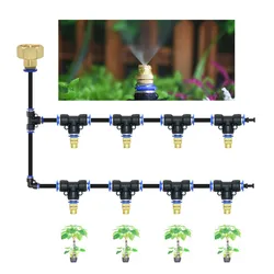 20M DIY Outdoor Misting Cooling System Garden Irrigation Kit Watering 8mm Brass Atomizer Nozzles Mist System Patio Greenhouse