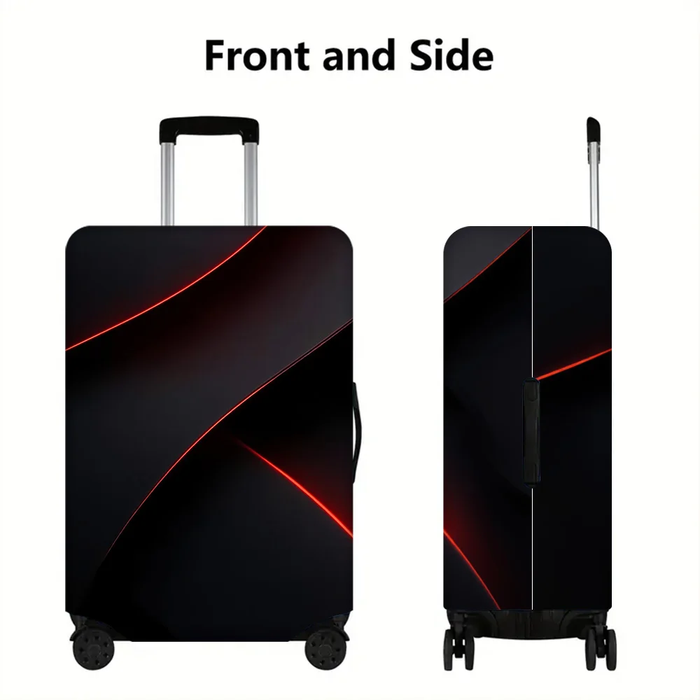 1-Piece Abstract Black and Red Line Print Luggage Cover for Luggage 18 – 32 Inches; Modern, Elastic Travel Accessory That Eff 4