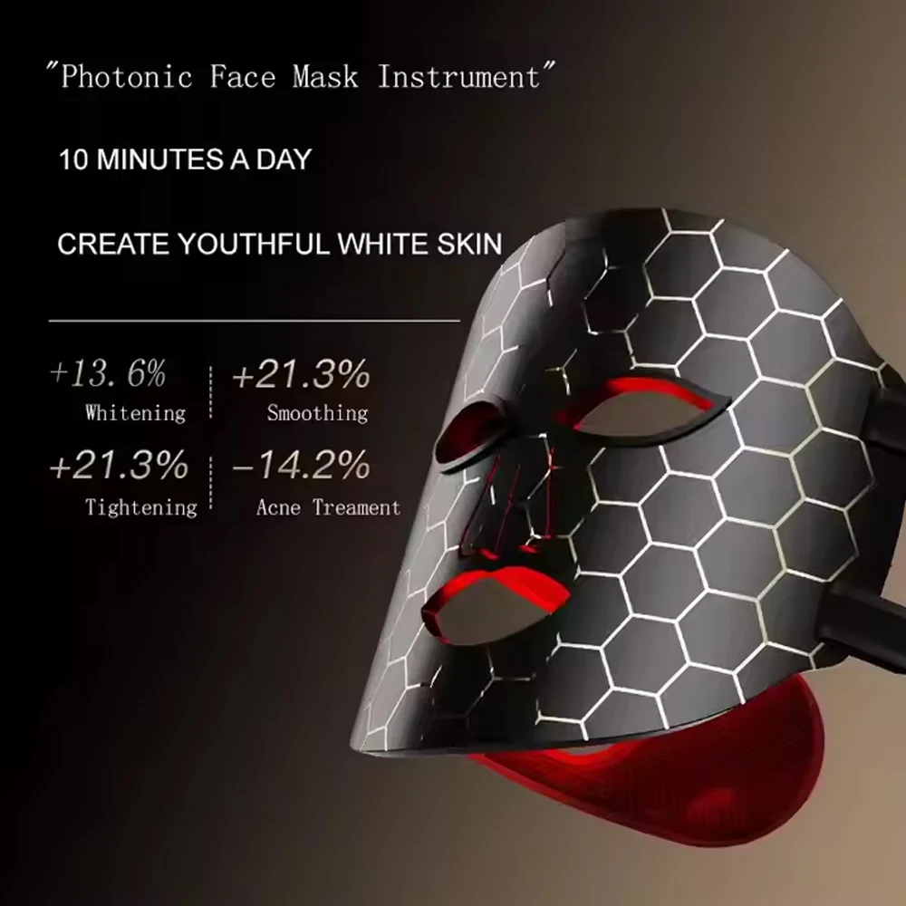 7-Farben-LED-Maske für Gesicht, rotes Licht, Therapie, Silikon, Photon, Schönheitsmaske für Falten, Entfernung von Anti-Aging, Hautverjüngung, Hautpflege