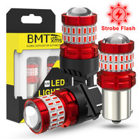 BMTxms 2PCS Strobe Flash 1157 P21/5W T20 7443 W21/5W 1156 P21W T25 3157 P27/7W LED Car Moto Stop Brake Light Super Red Tail Lamp