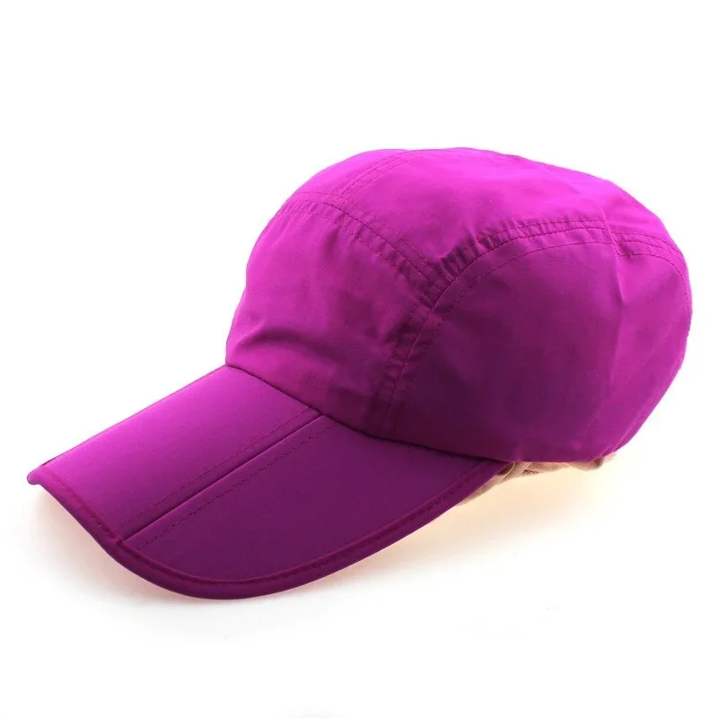 summer women solid color Quick drying foldable Folding waterproof baseball cap