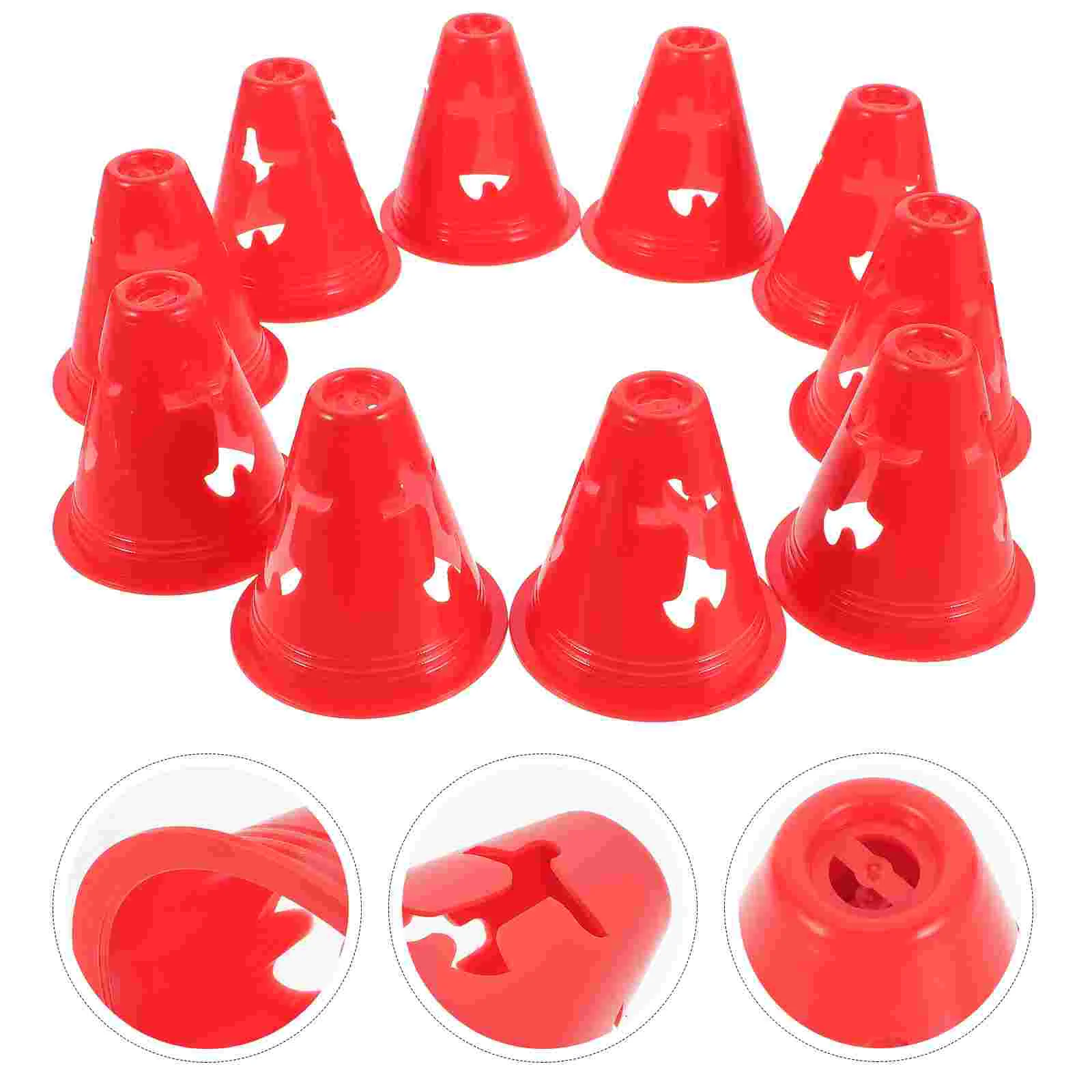 10 Pcs Speed Ladder Agility Sign Barrel Obstacle Small Cones for Classroom Soccer Practice Red