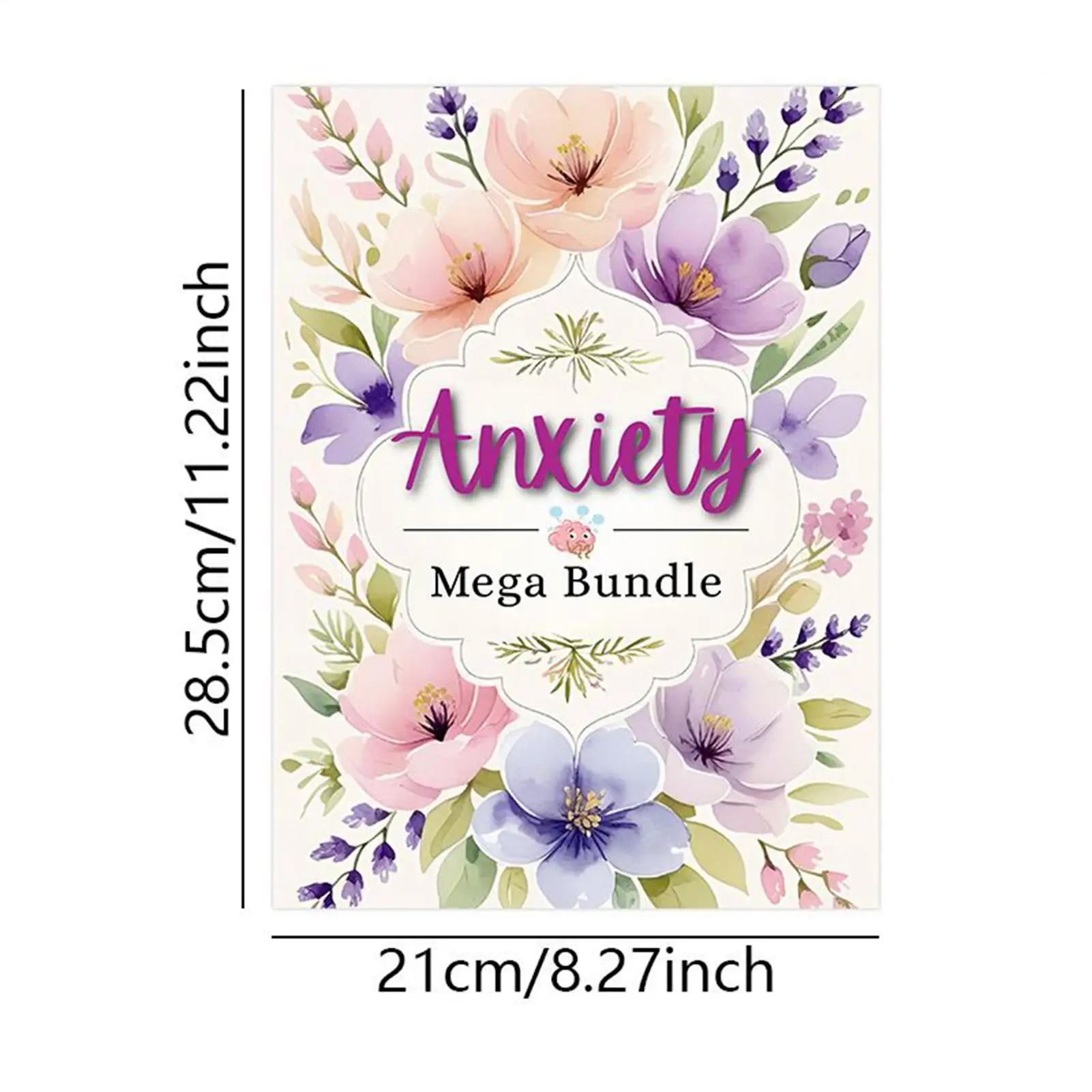 불안 완화 관리 계획서, 정교한 꽃 계획서, 여성용 정신 건강 저널, 성인 정신 건강 워크북