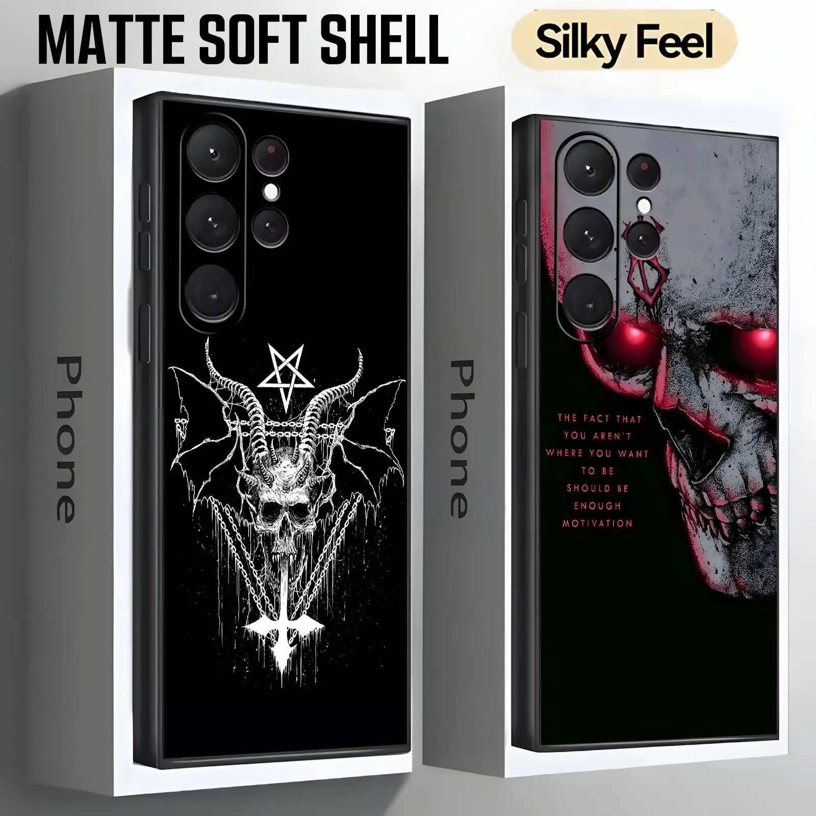 demon Phone Case For Samsung S26 S25 S24 S23 S22 S21 S20 Ultra Note20 Soft black Shockproof Cover