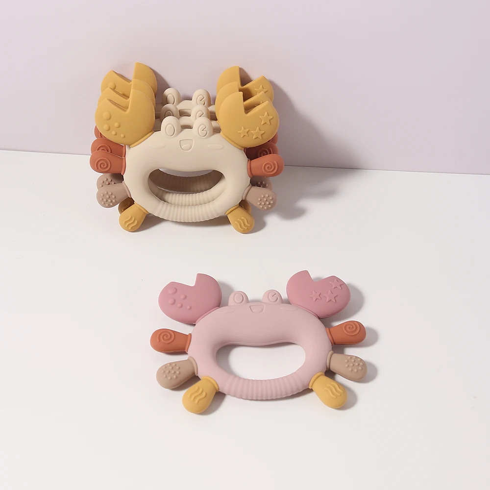 Cartoon Crab Ring Baby Teether - Infant Teething Toy Soft BPA Free Chew Toy for Sensory Soothing Gum Relief Cute & Sensory
