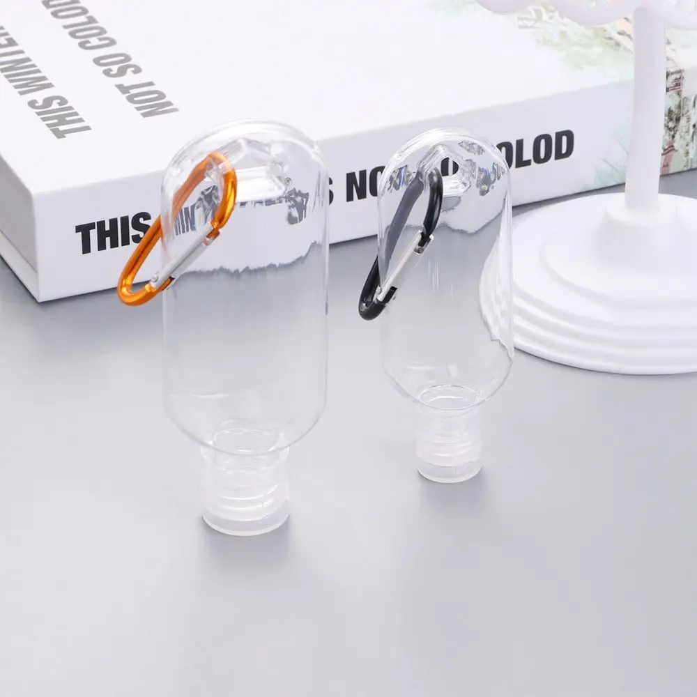 여행용 고품질 키링 포함 빈 투명 플라스틱 스프레이 병 리필 가능한 병 손 세정제 병 화장품 용기