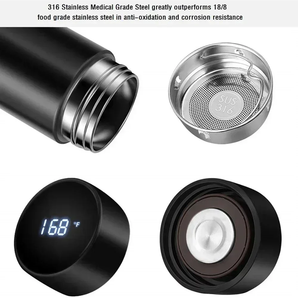 500Ml Thermos Bottle Smart Cup Digital With Temperature Display 304 Stainless Steel Vacuum Insulated Intelligent Coffee Cup