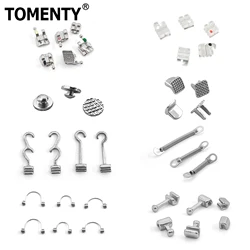 10pcs Dental Orthodontic Lingual Button Slide Crimpable Hooks Long/Short/Stop Type Buccal Tube Dental Bite Turbo Ceramic Bracket