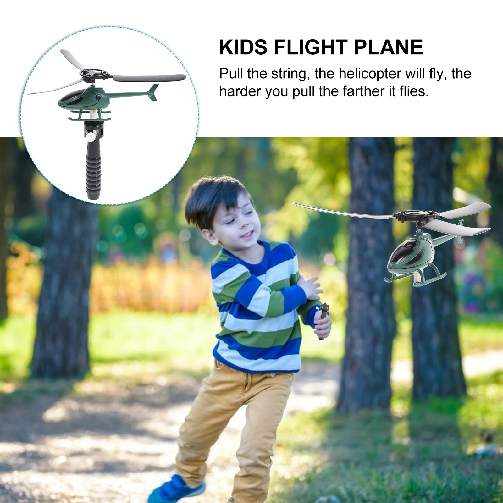 

Kids Pull String Helicopter Flight Plane Creative Building Copter for Child Development Skill Learning Activity Educational Gift