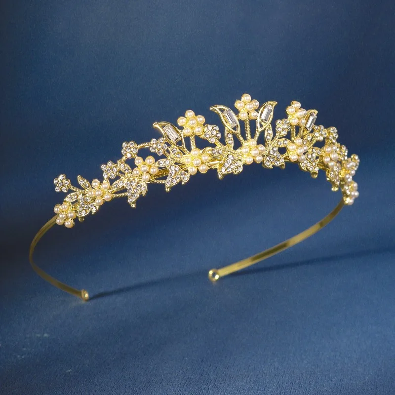 Korean New Headwear Rhinestone Pearl Crown