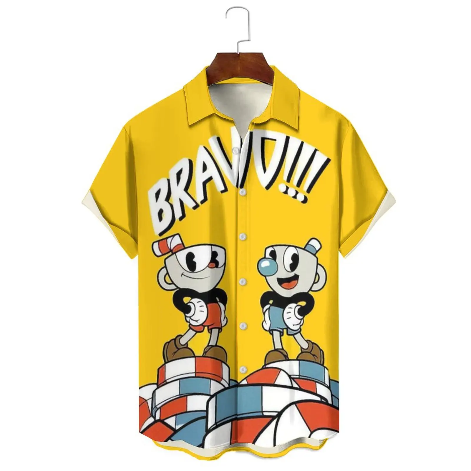 

Summer Men/Women Fashion Cartoon Imitation Animation Style Print Breathable Loose Casual Can Be Worn Short-Sleeved Shirt