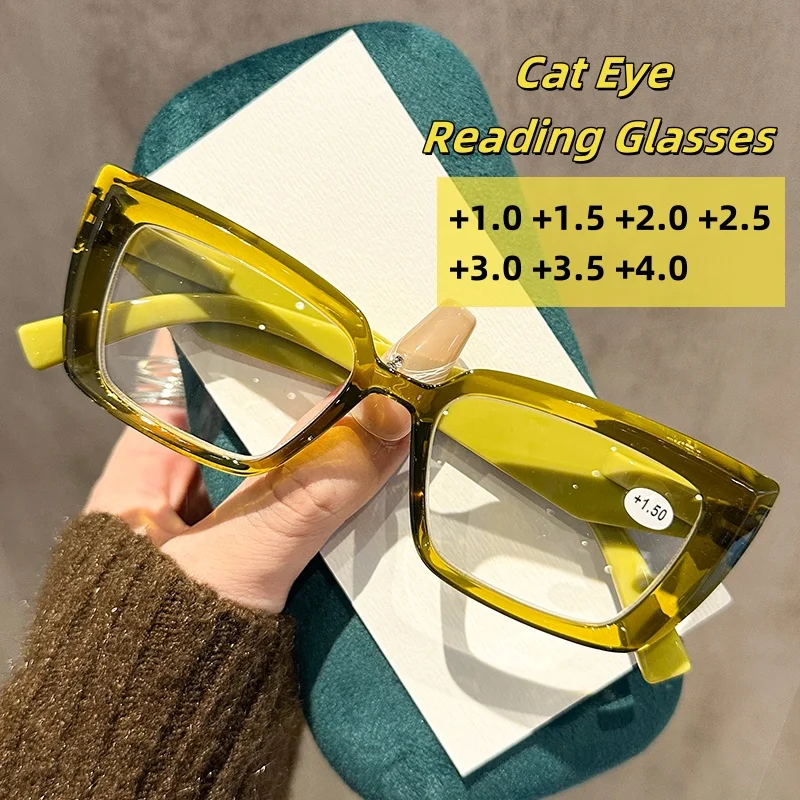 

Fashionable Small Frame Cat Eye Reading Glasses Men and Women Simple and Versatile Optical Prescription Eyeglasses +1.0 TO +4.0