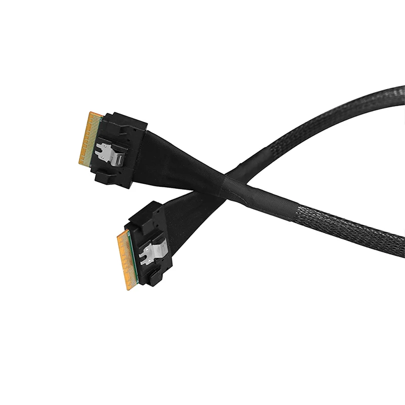 PCIE4.0x8 SFF8654 auf SFF8654 Stecker auf Stecker Datenkabel Slimsas 8X SFF8654 X8 GEN4 sas4.0 Versilbertes Kabel für GPU-Grafikkarte – Detail 7