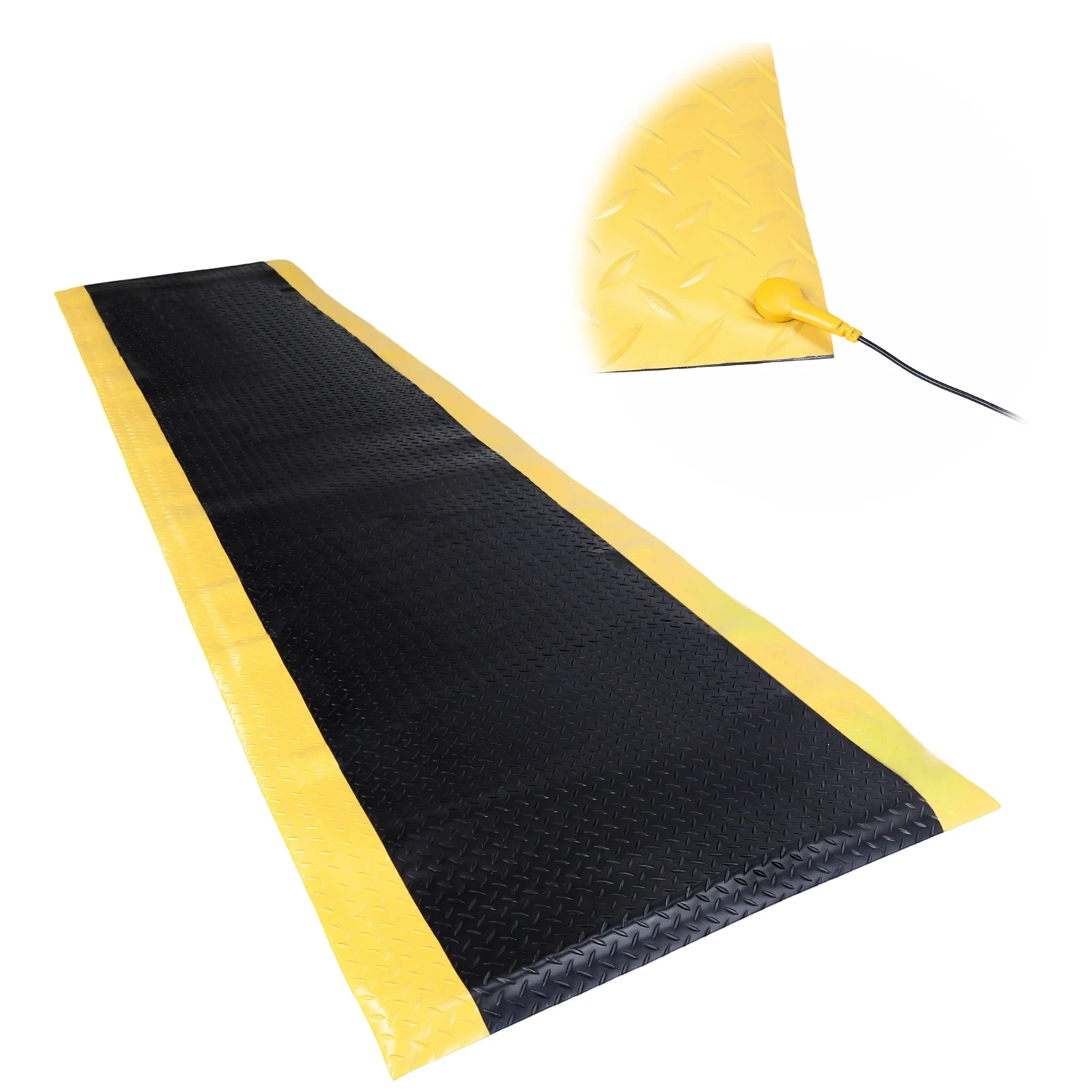 

Коврик для пола 144x36 дюймов, особо толстый, черный с желтым кантом, из губчатого материала, для снижения усталости, для склада, гаража, общественных помещений