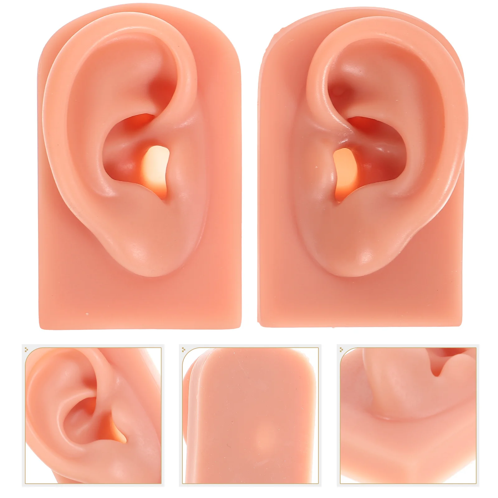 Modelo de oreja de silicona, accesorios de entrenamiento para práctica de perforación humana (Color de piel oscura (izquierda) + derecha), molde para suministros de Gel de sílice, 2 uds.