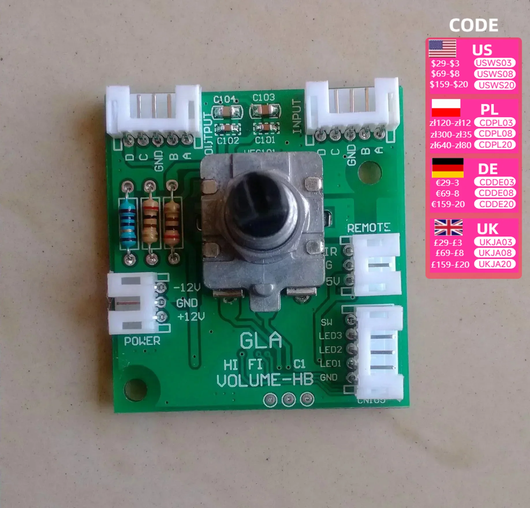 HIFI 4-channel/8-channel volume control board balance potentiometer (can be displayed)