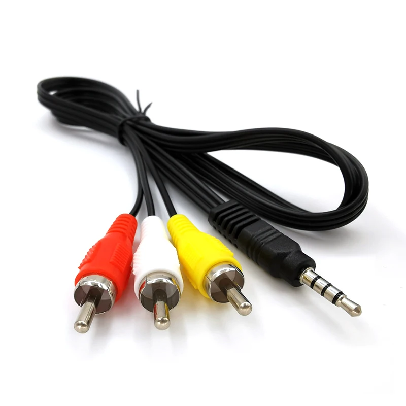 High Quality 3.5 to RCA Male Audio Video AV Cable Wire Cord 1.2m 3.5mm Jack Plug 3 Adapter & Cables