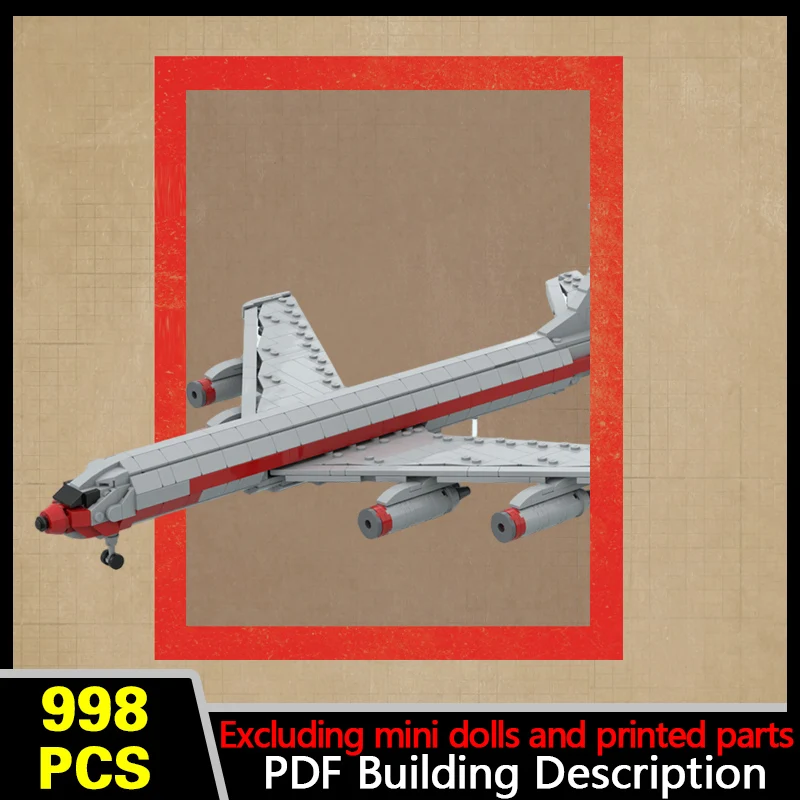 707-120 Jet Airliner Model MOC Building Bricks War Equipment Modular Technology Gifts Holiday Assemble Children Toys Suit