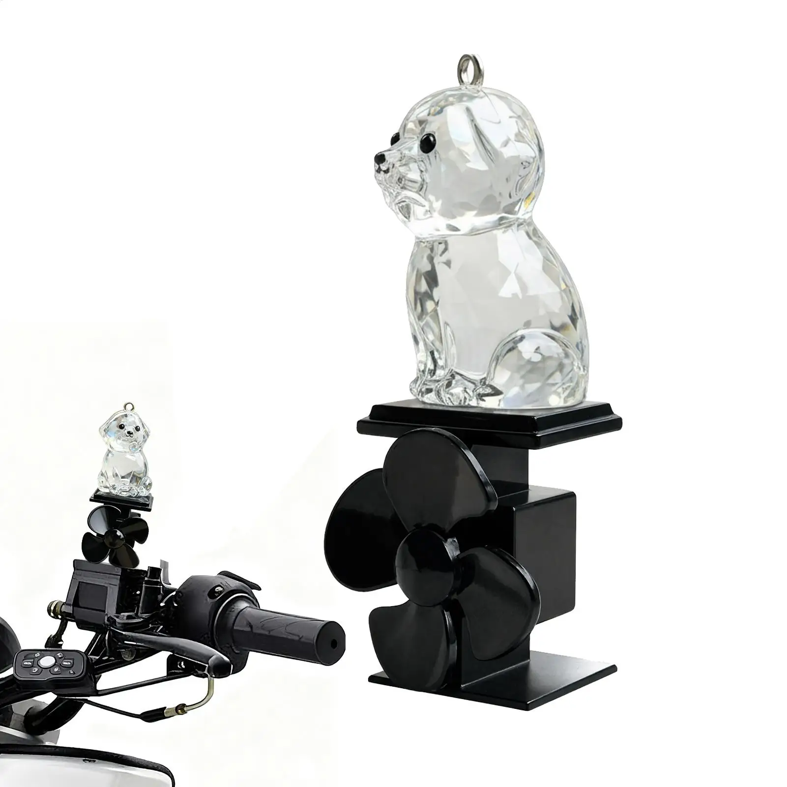 Dog Figurine Motorcycle Light Up Decor Wind Powered Animal Figurine For Motorcycle Handlebar Outdoor Cycling Night Riding