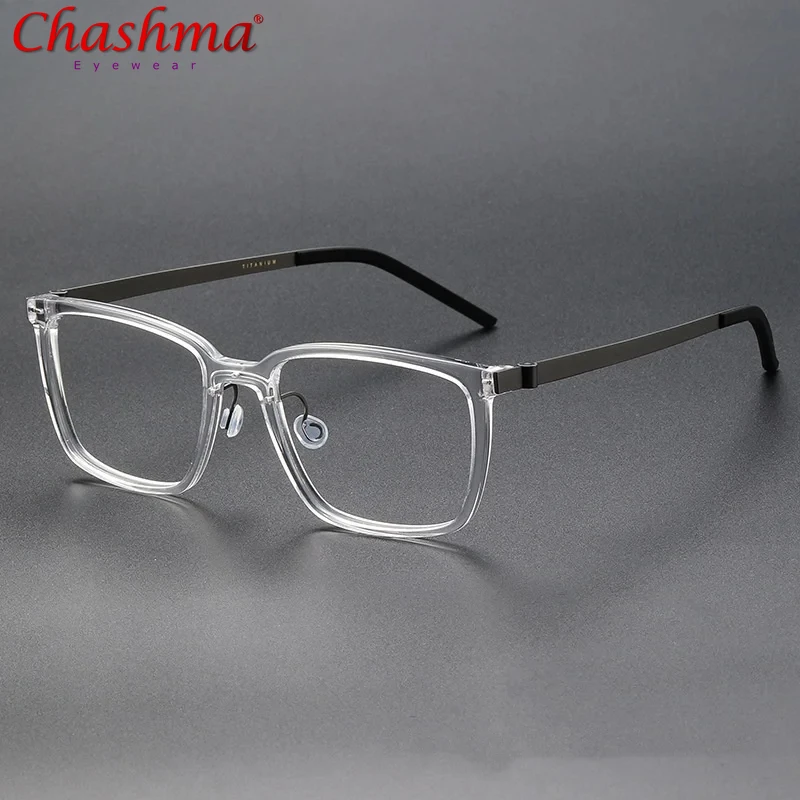 Chashma Acetate Titanium Eyewear Ready Prescription Glasses Men Ultra Light Spectacle Screwless Designer Multifocal Eyeglass