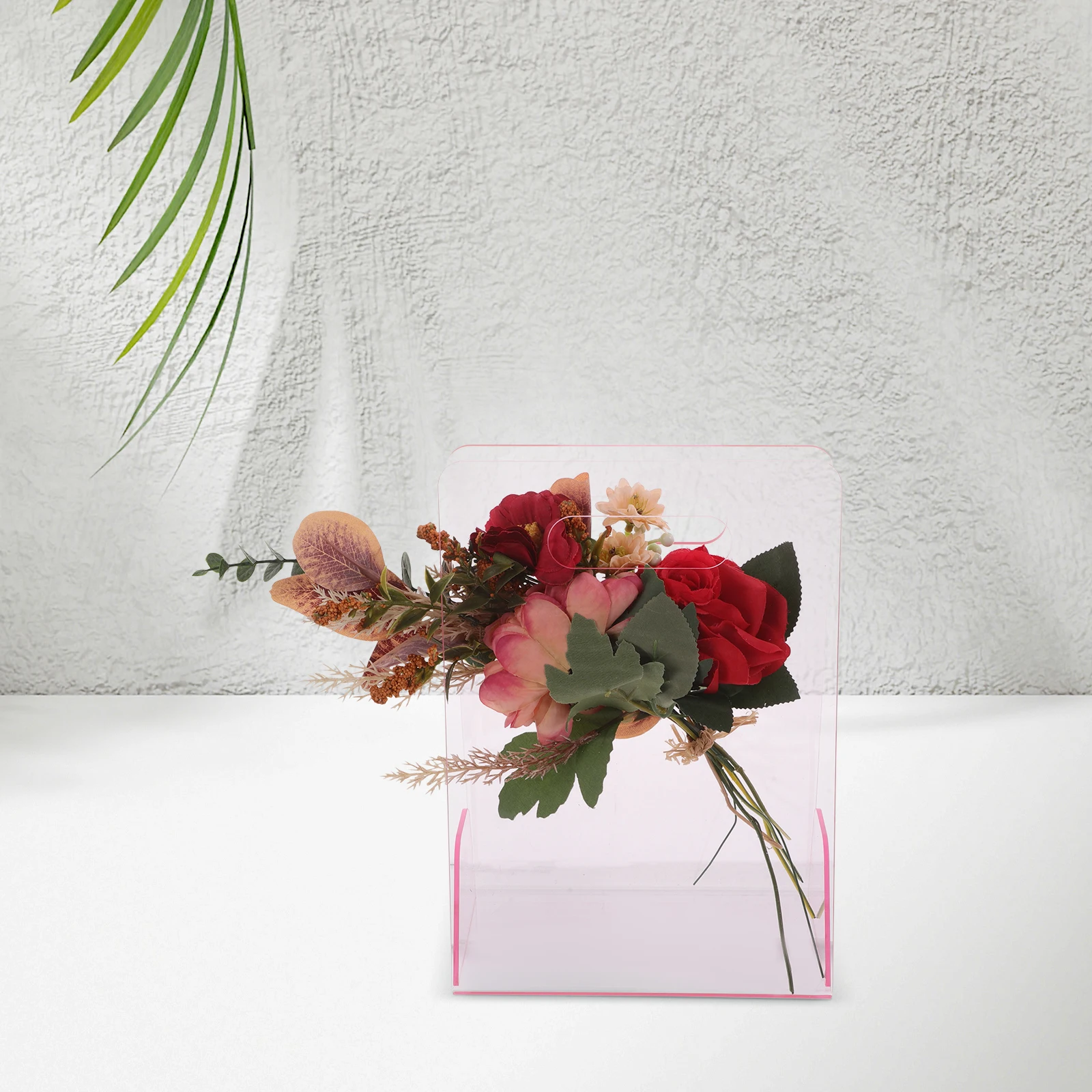 

Vase Decor Transparent Flower Box Clear Handbag Portable for Home Centerpiece Bridesmaid