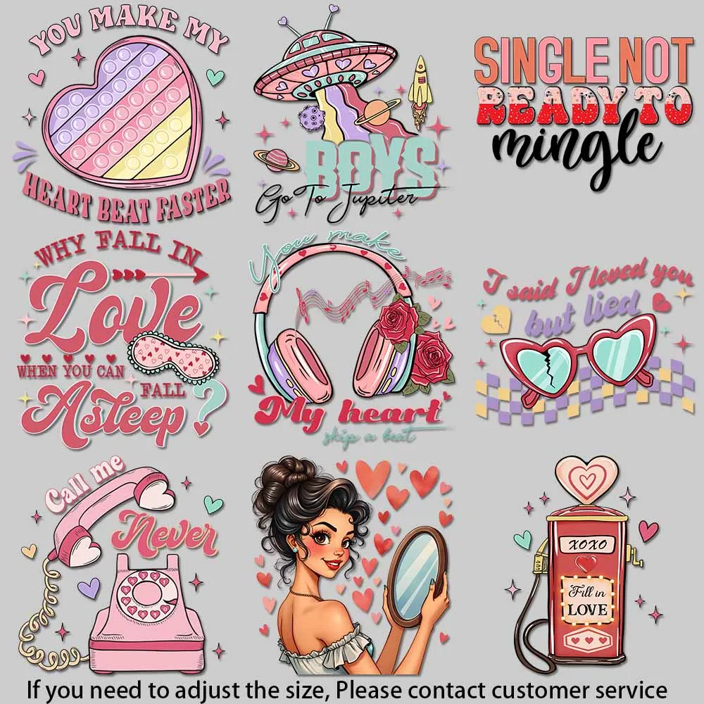 Retro Cartoon Iron On Patches For Clothing DIY Decoration Valentine Coffee Books Humor Design Vibrant Colors
