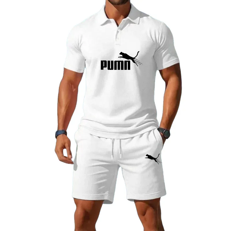 

Summer Men's Half-Zip Polo Shirt Set Quick-Drying Breathable Loose Lightweight Leisure Basketball Sport Two-Piece Set
