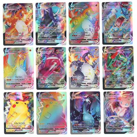60/100Pcs English Pokemon Cards shining MEGA GX EX Vmax Vstar Holographic Pocket Monster Flash Card Gifts for children