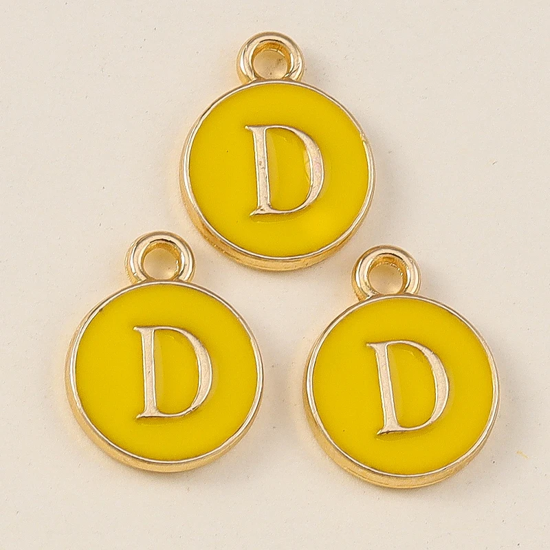 20 Stück 11x14mm Niedliche Gelbe Emaille-Alphabet-Anhänger mit 26 Buchstaben A-Z für Schmuckherstellung, DIY-Halsketten, Ohrringe und Accessoires ﻿ – Detail 6