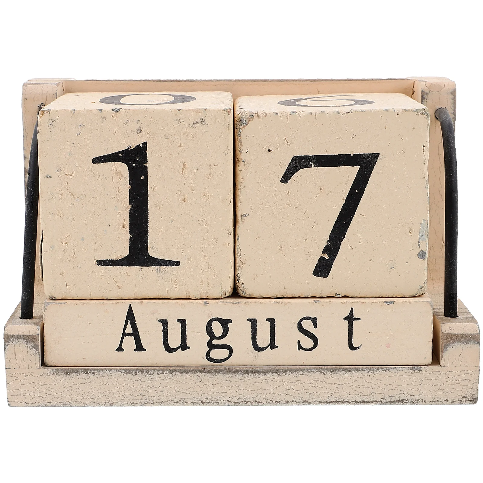 

Wooden Perpetual Desk Calendar Vintage Home Decor Crafts Retro Style Turn Page Yearly Reusable Bamboo Office Accessories