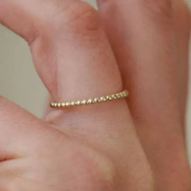 Women's Fashion Metal Beads Rings Set of 5 Minimalist Versatile Accessories Simple Jewelry in 4 Colors