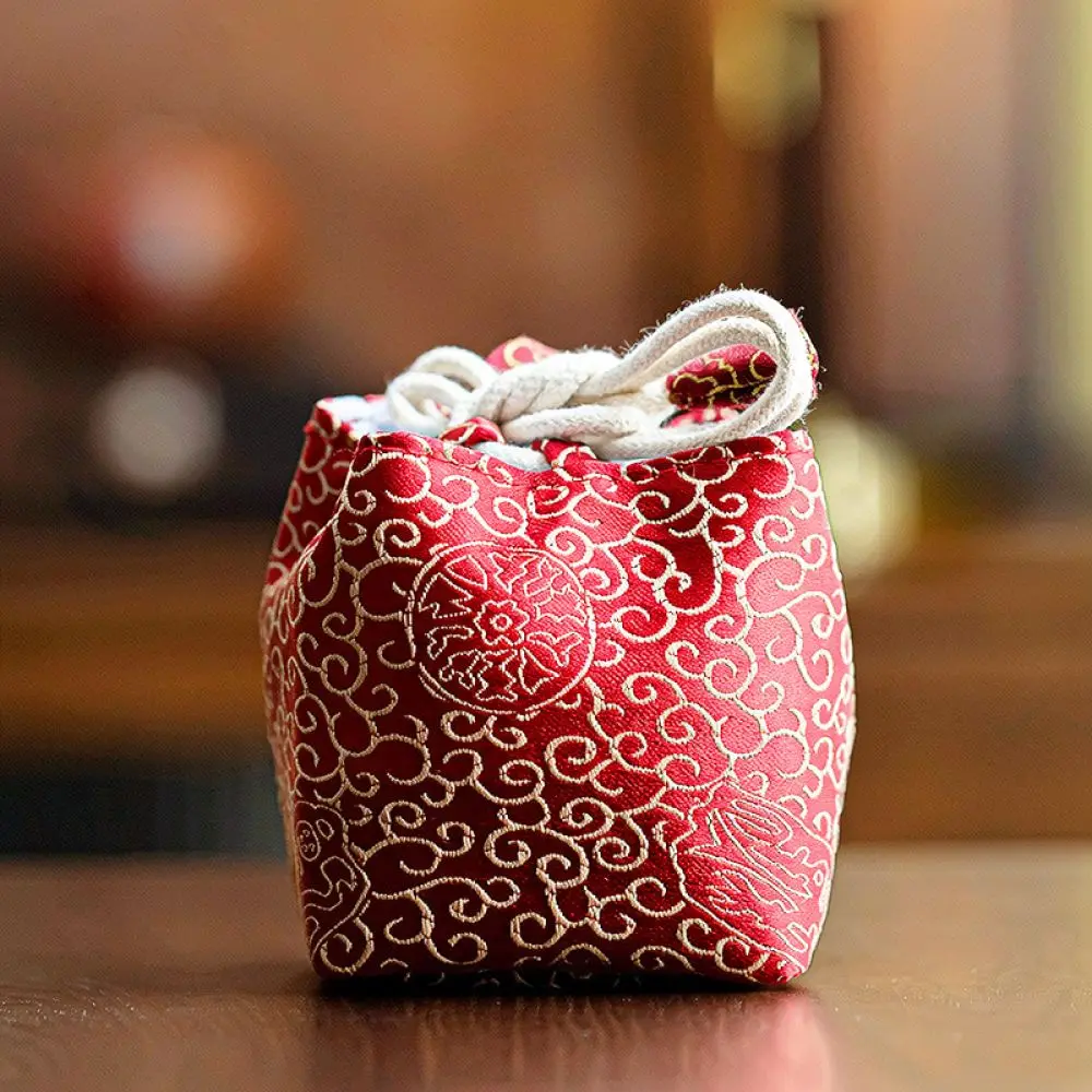 Tea Cup Pouch Portable Fabric Master Cup Storage Bag Travel Teapot Holder Drawstring Protective Case Organizer For Gift