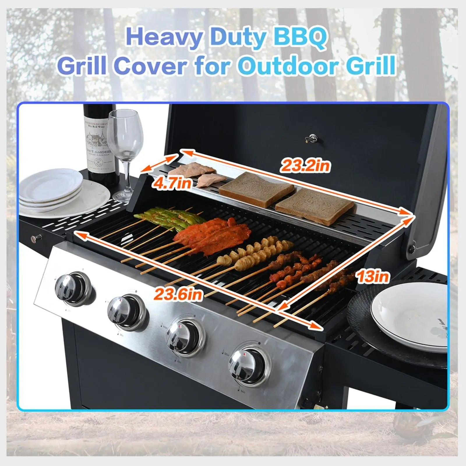 Propane Gas Grill 4 Burner Barbecue Grill, Stainless Steel 34,000 BTU Patio