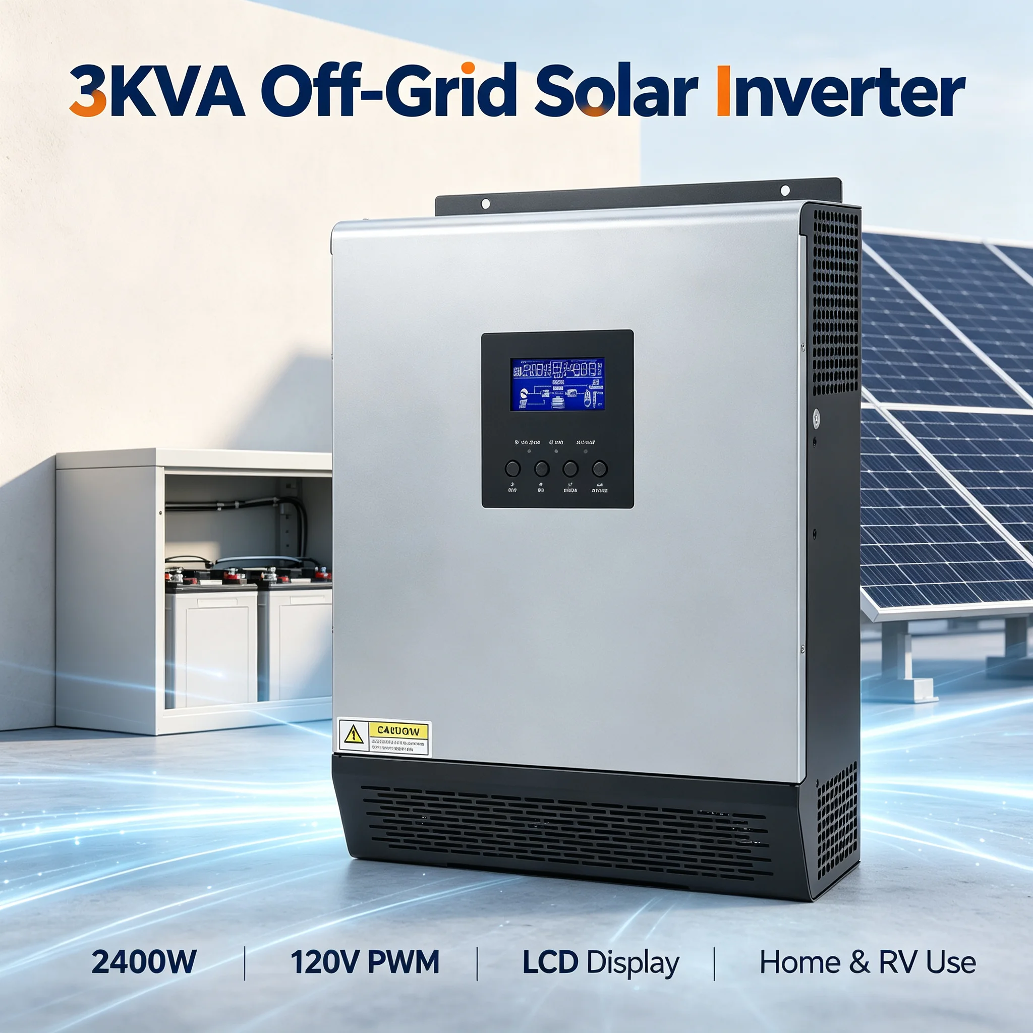 2400W PWM Solar Inverter Stainless Steel Off Grid Controller Integrated Machine 3KVA 120V Solar Inverter Inverter 2400W Inverter