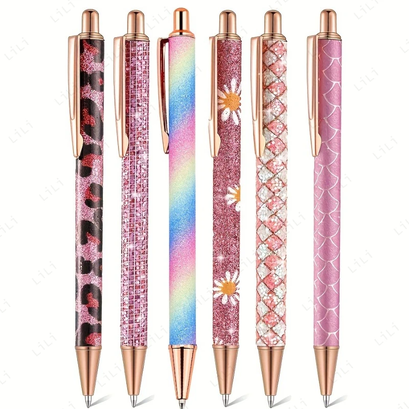 

6pcs/set New Hot Selling Metal 1.0mm Ballpoint Pen Student Stationery Office Supplies Gift Pens Princess Style