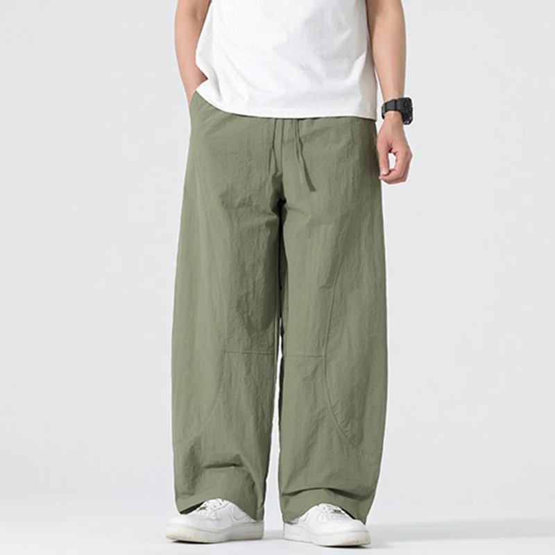 

Oversized Men Casual Trousers New Arrival 2026 Summer Simple Style Solid Color Loose Comfortable Male Straight Pants N095