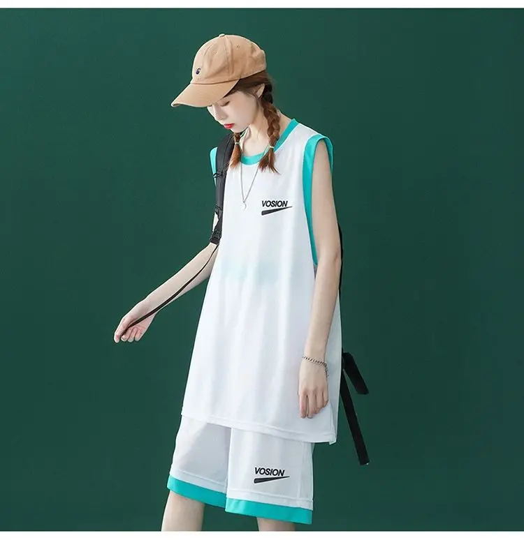 Sportswear Women Summer Students Sleeveless Basketball Jerseys Korean Loose Jersey Two Piece Breathable