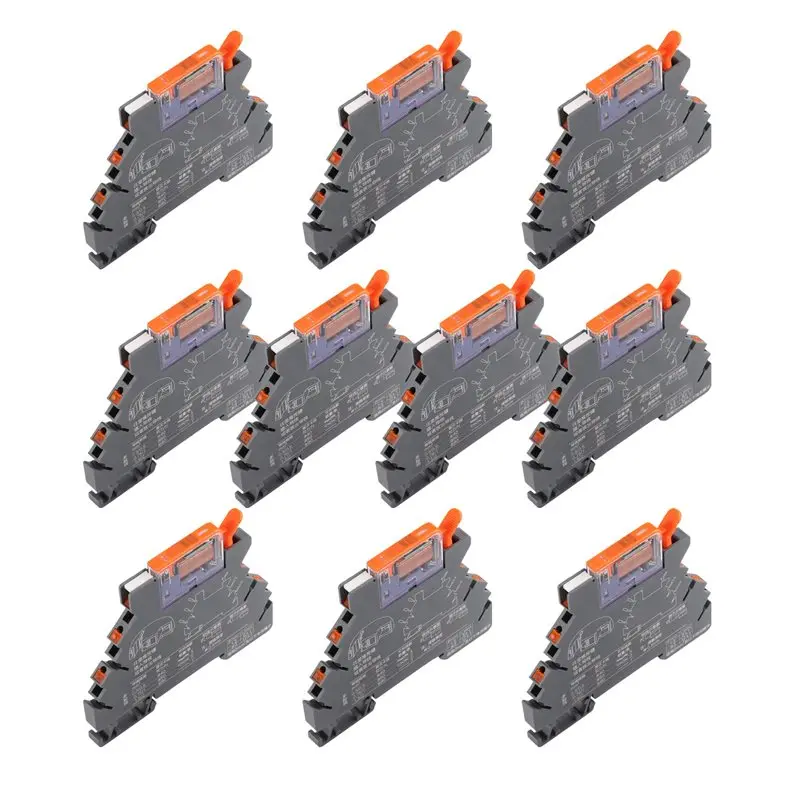 A02M-Thin-Film Relay 6Mm Ultra-Thin Relay Kit(10PCS), Relay& Socket Small Size, Saves Space 24V DC For PLC Control Cabinet